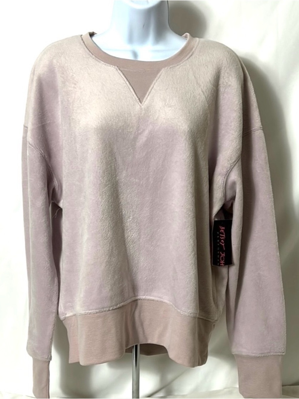 Betsey Johnson Women’s Size XL Dusty Rose Pink Plush Pullover Sweatshirt